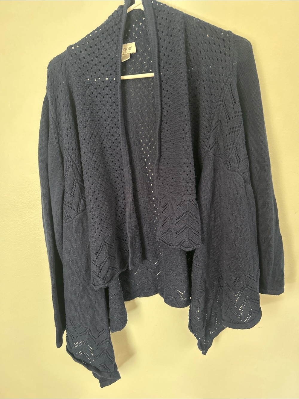 Avenue Navy Open-Front Knit Cardigan